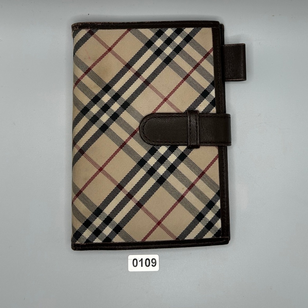 Burberry Haymarket Check Agenda Planner  Brown Leather Trim#109